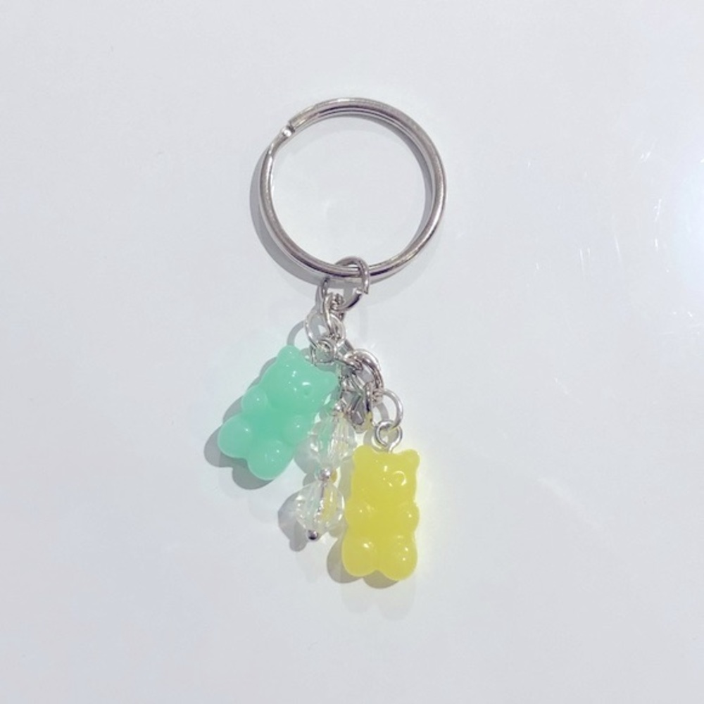 Pastel Green and Yellow Gummy Bear Keychain